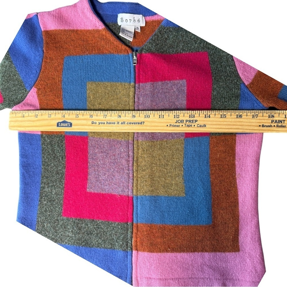 Sorbe Lambswool Colorful Zip Sweater Cardigan. small. - Picture 7 of 9